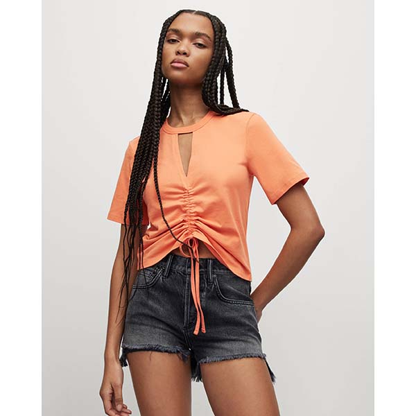 Allsaints Australia Womens Gigi Centre Drawcord T-Shirt Orange AU20-960